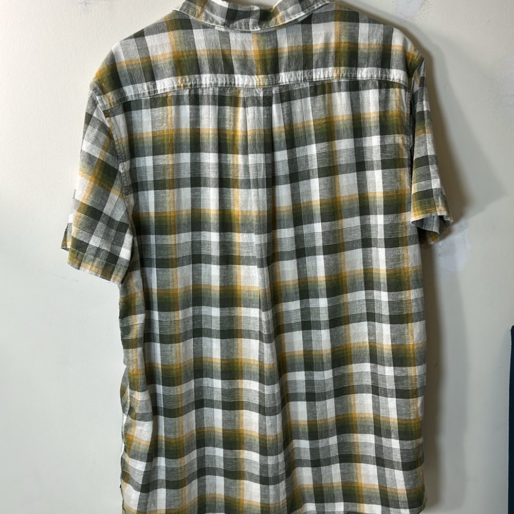 ROWM Men's Plaid Short sleeve Shirt in Green and Yellow Size Large - Picture 5 of 8